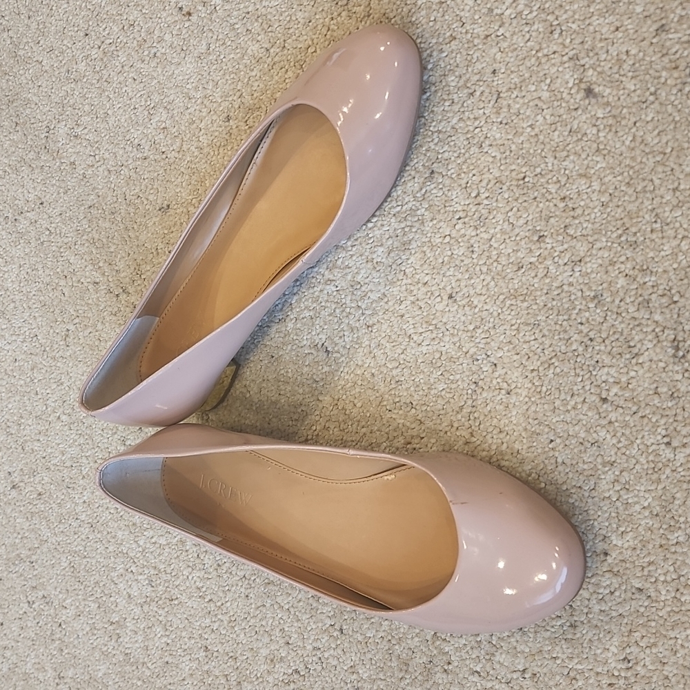 J. Crew Patent Leather Ballet Flats in Light Pink